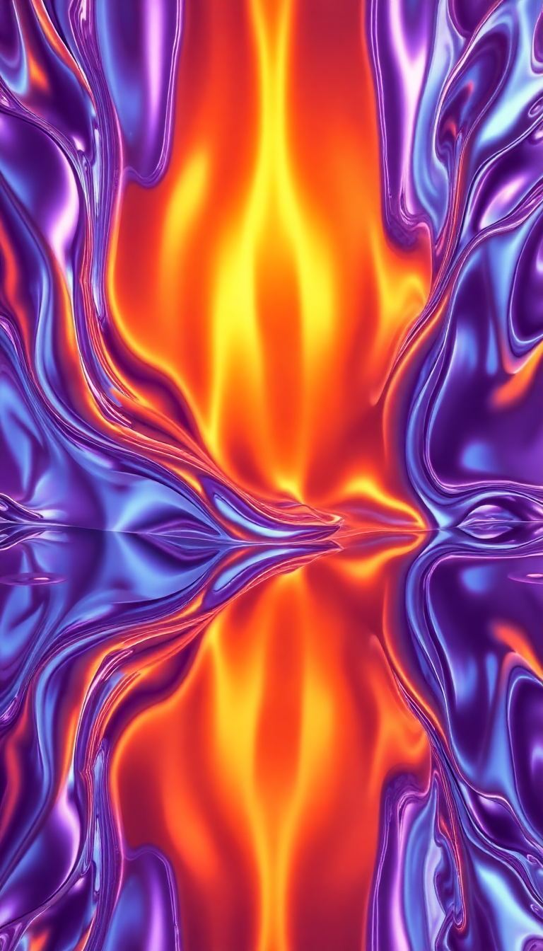 Liquid Chrome Morphing Shapes Reflective Digital art Wallpaper