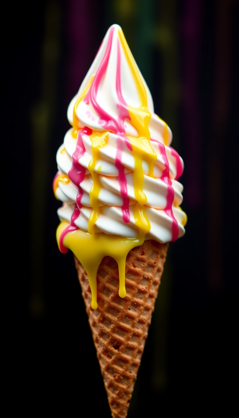 Ice Cream Cone Melting Summer Photorealistic Wallpaper