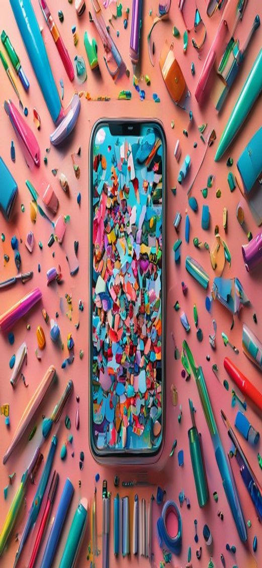 Art Supplies Scattered Creative Mess Photorealistic Wallpaper