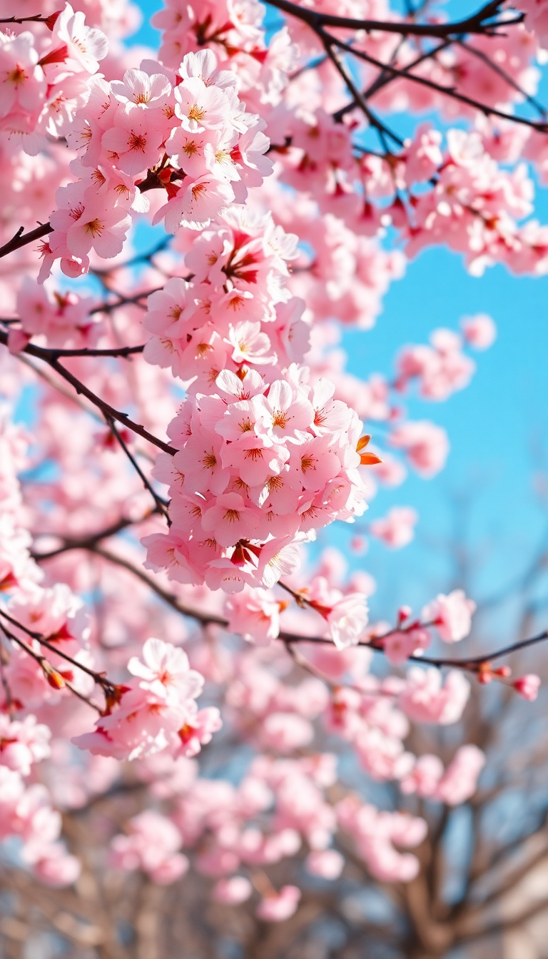 Spring Cherry Blossoms Japan Peak Photorealistic Wallpaper