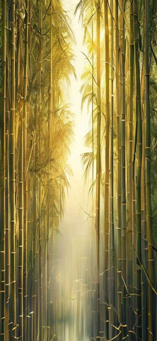 Bamboo Grove Swaying In Wind Minimalist Wallpaper
