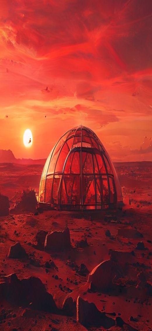 Mars Colony Dome At Sunset Digital art Wallpaper