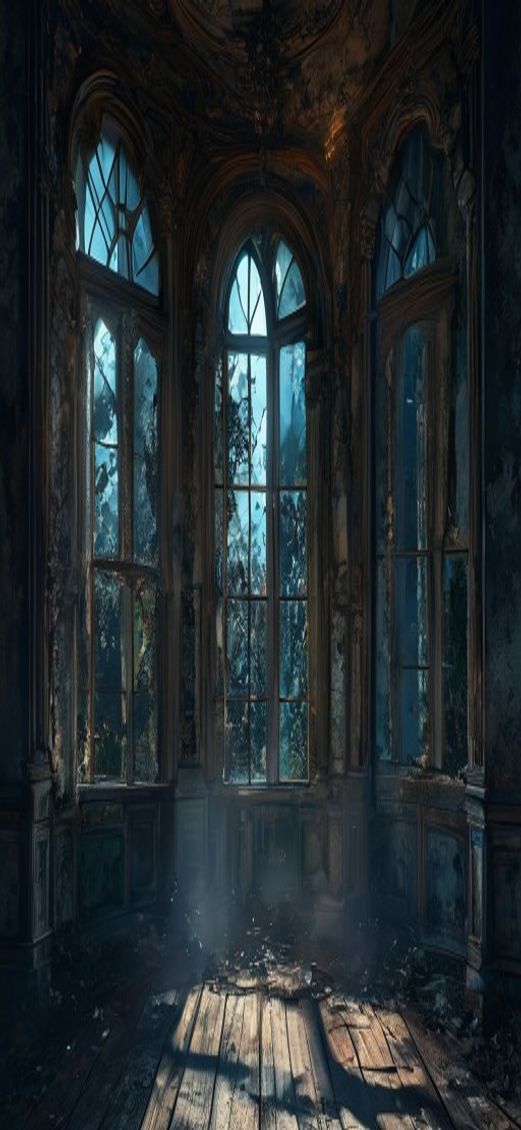 Abandoned Mansion Moonlight Through Broken Photorealistic Wallpaper