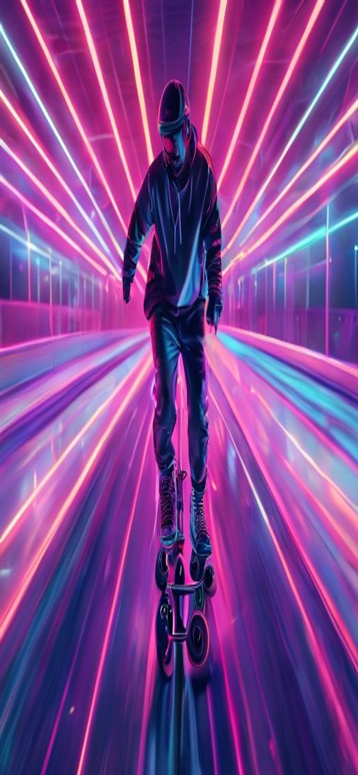 Roller Skating Rink 80s Neon Photorealistic Wallpaper
