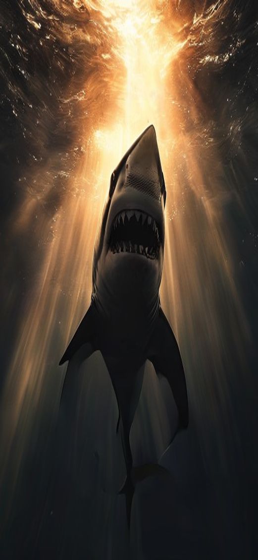 Shark Silhouette From Below Dramatic Photorealistic Wallpaper