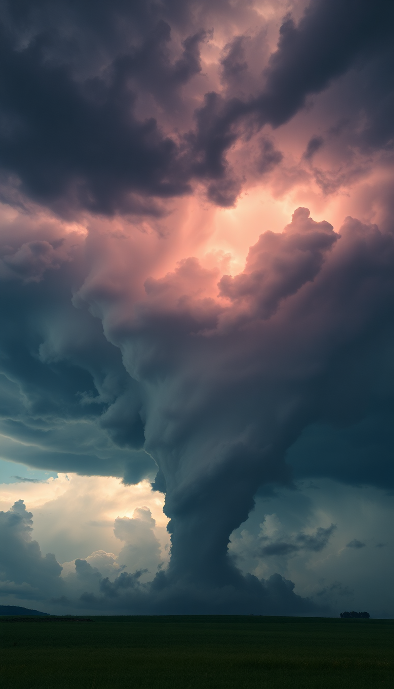 Supercell Thunderstorm Dramatic Tornado Forming Photorealistic Wallpaper