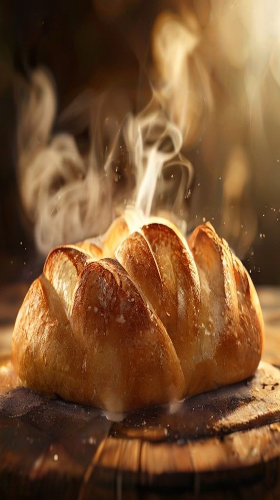 Bread Fresh Baked Steam Rising Photorealistic Wallpaper