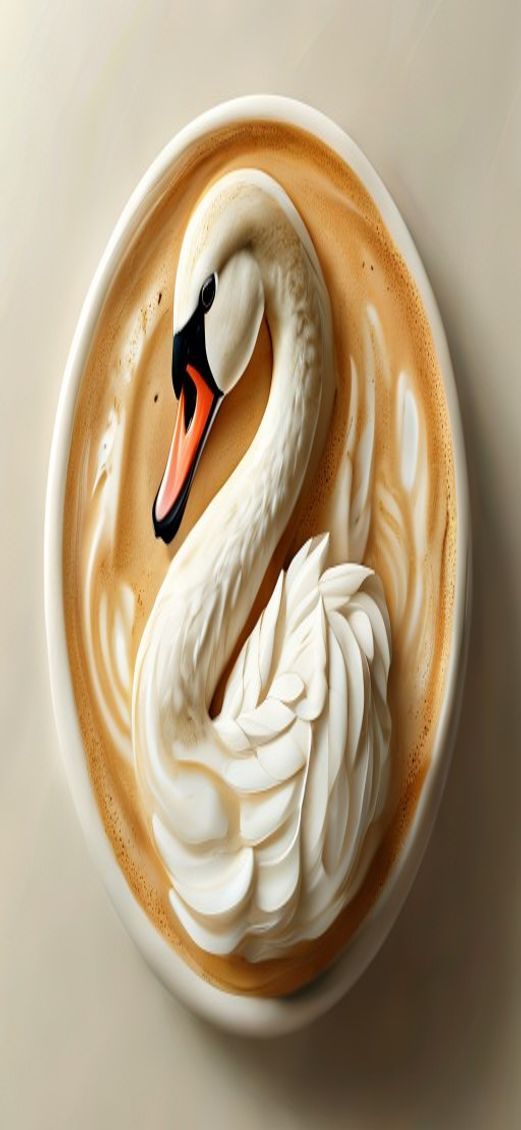 Perfect Latte Art Swan Milk Photorealistic Wallpaper