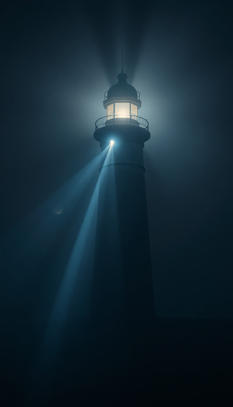Old Lighthouse Beam Cutting Through Photorealistic Wallpaper