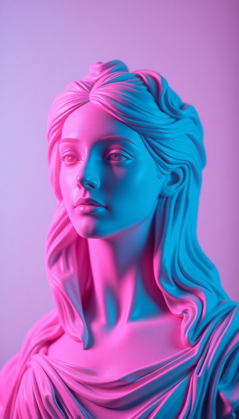 Vaporwave Roman Bust Glitch Aesthetic Digital art Wallpaper