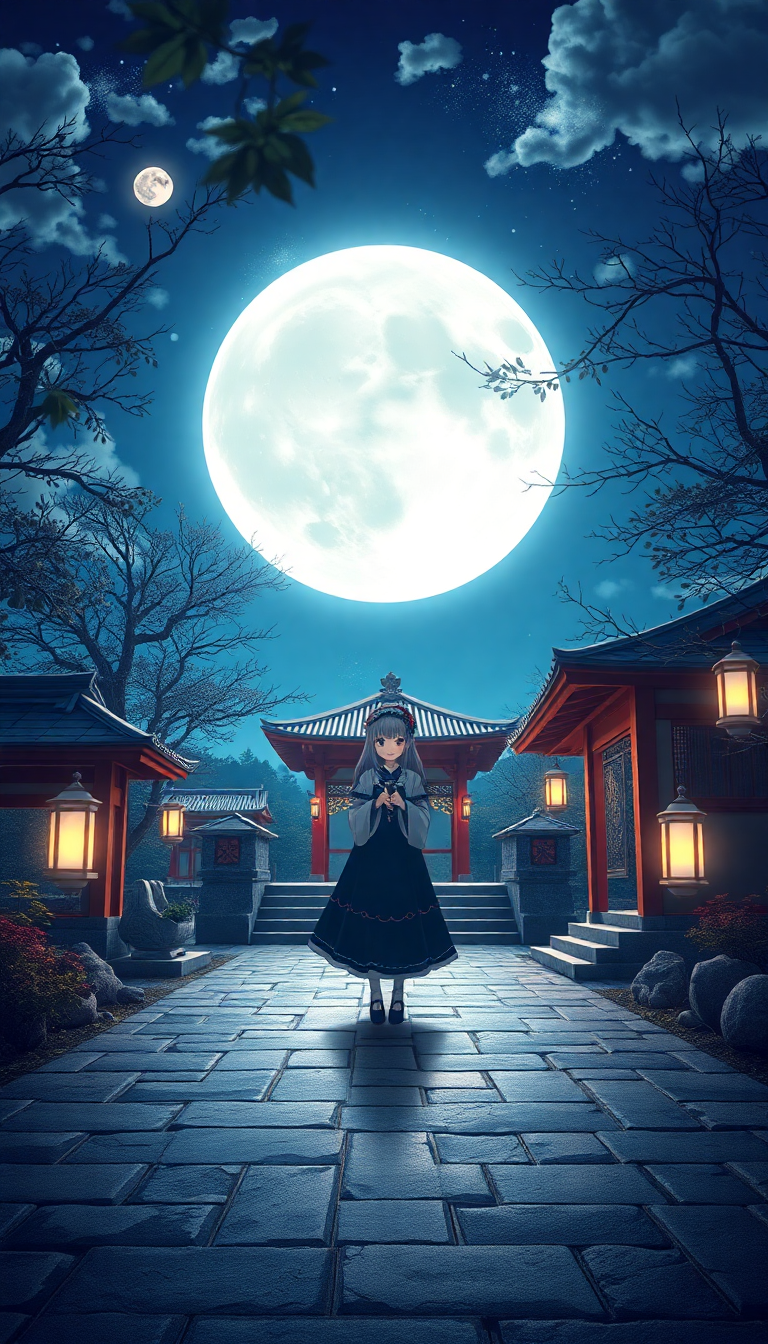 Moonlit Shrine Maiden Anime Mystical Anime Wallpaper