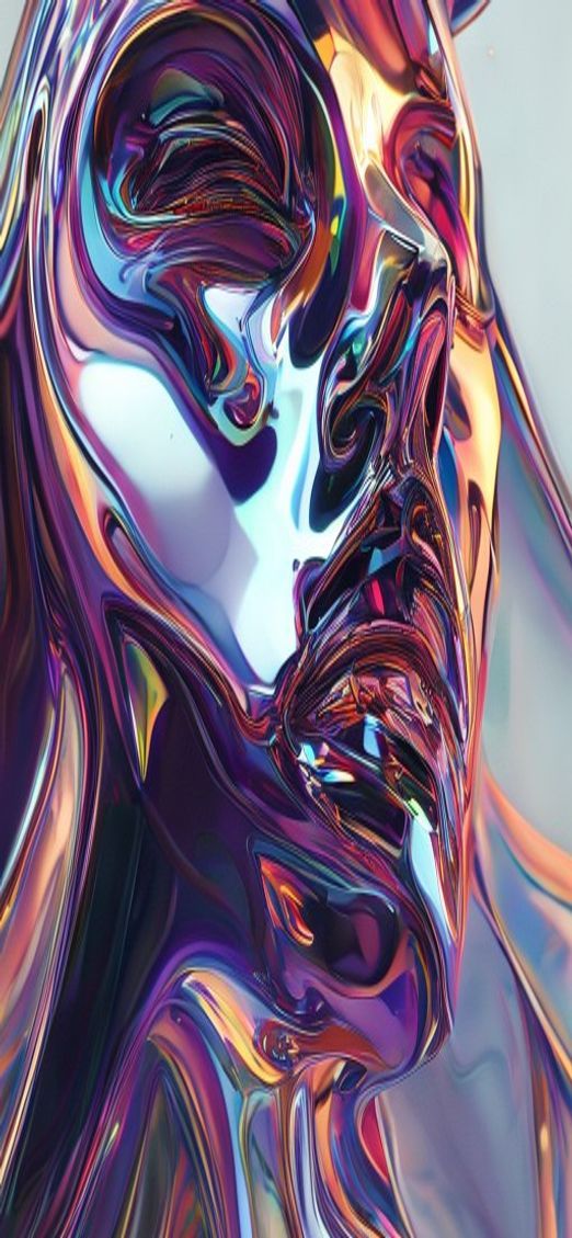 Liquid Chrome Morphing Shapes Reflective Digital art Wallpaper