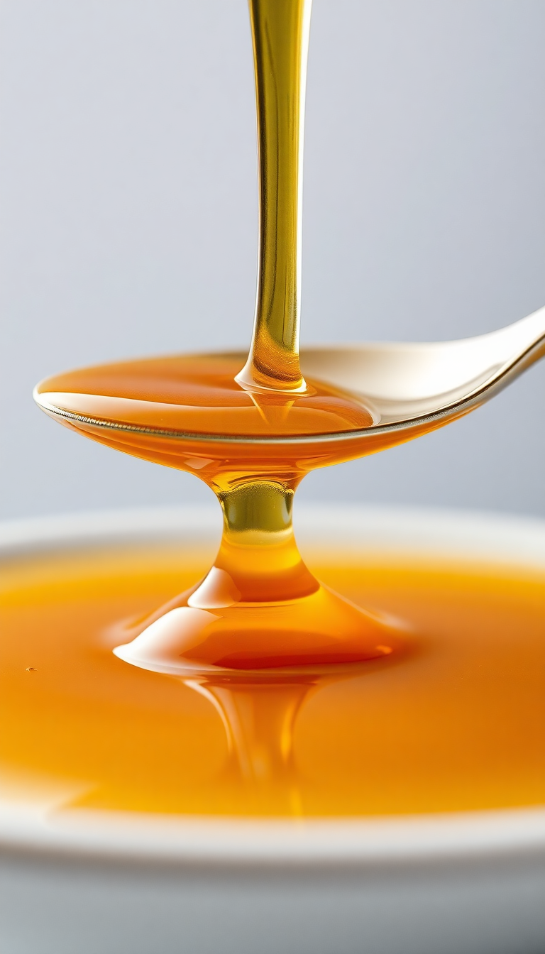 Honey Dripping From Spoon Golden Photorealistic Wallpaper