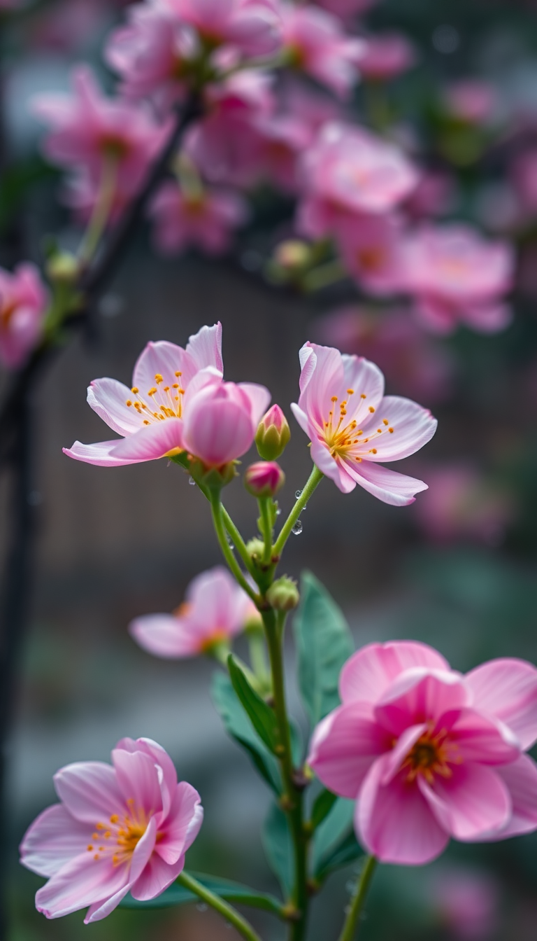 Spring Rain Flower Blooming Time Aesthetic Wallpaper