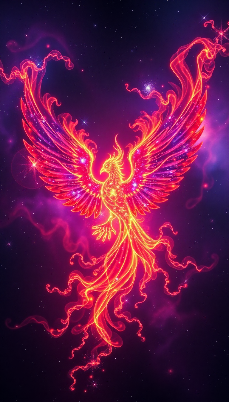 Nebula Shaped Like Phoenix Bird Digital art Wallpaper