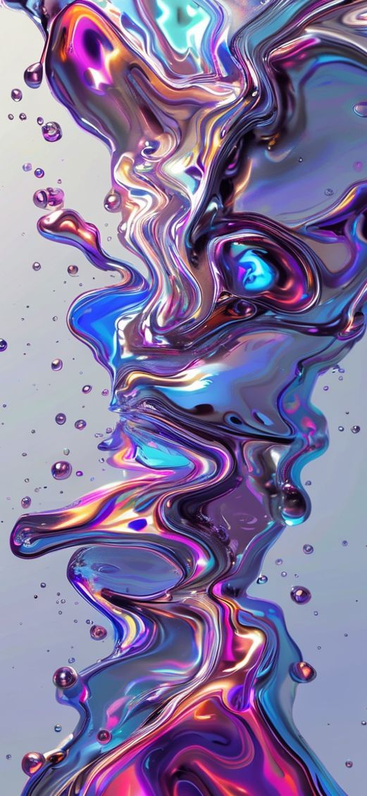 Liquid Chrome Morphing Shapes Reflective Digital art Wallpaper