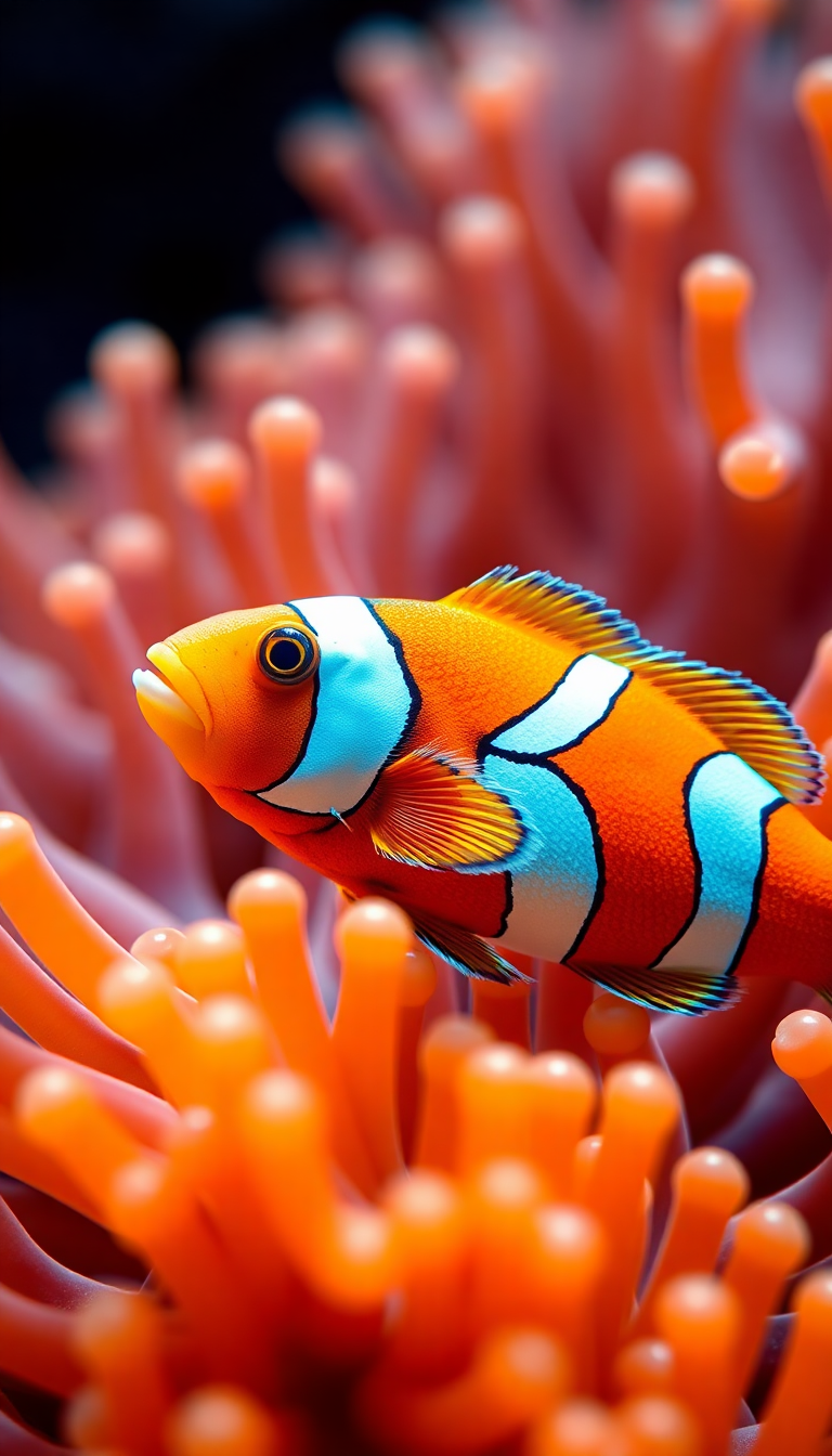 Anemone And Clownfish Macro Vibrant Photorealistic Wallpaper