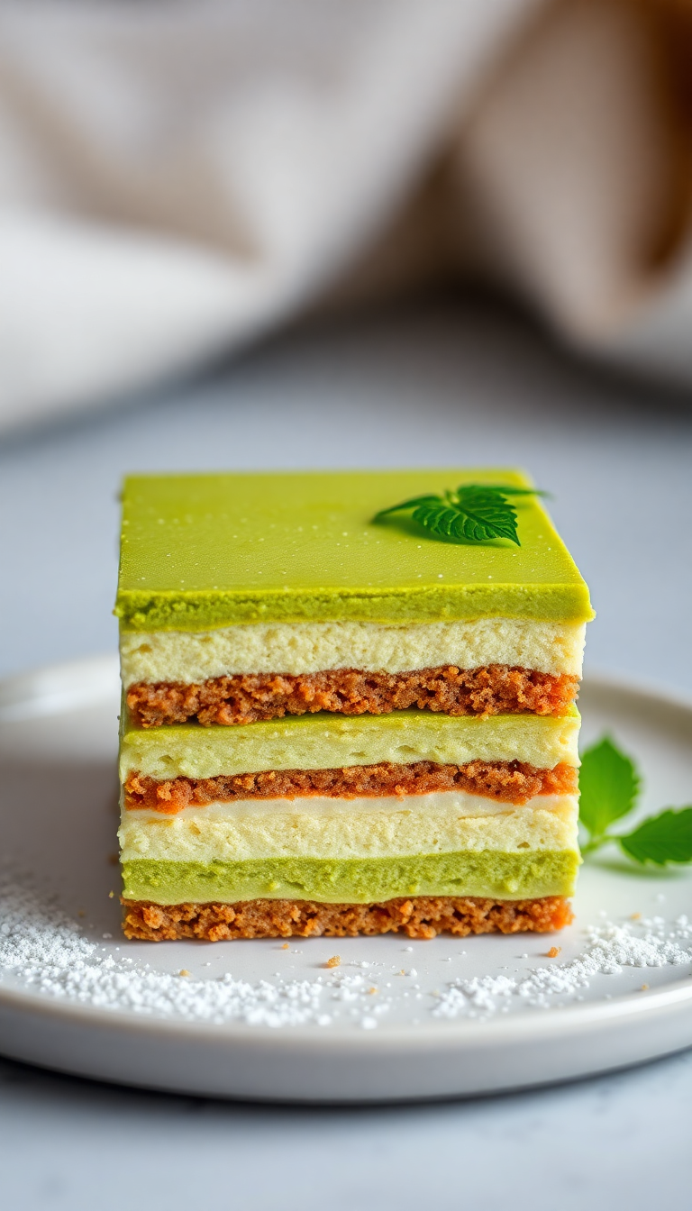 Matcha Tiramisu Layers Green Tea Photorealistic Wallpaper