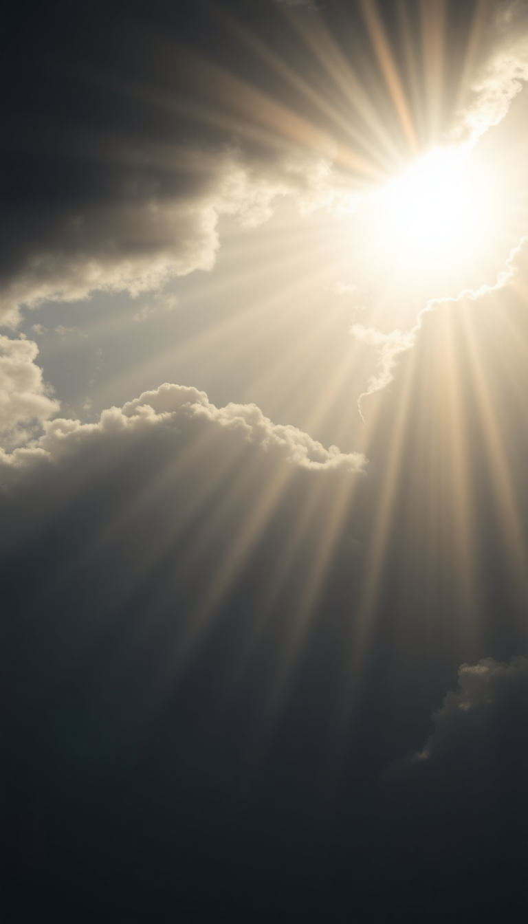 Sun Rays Through Storm Clouds Photorealistic Wallpaper