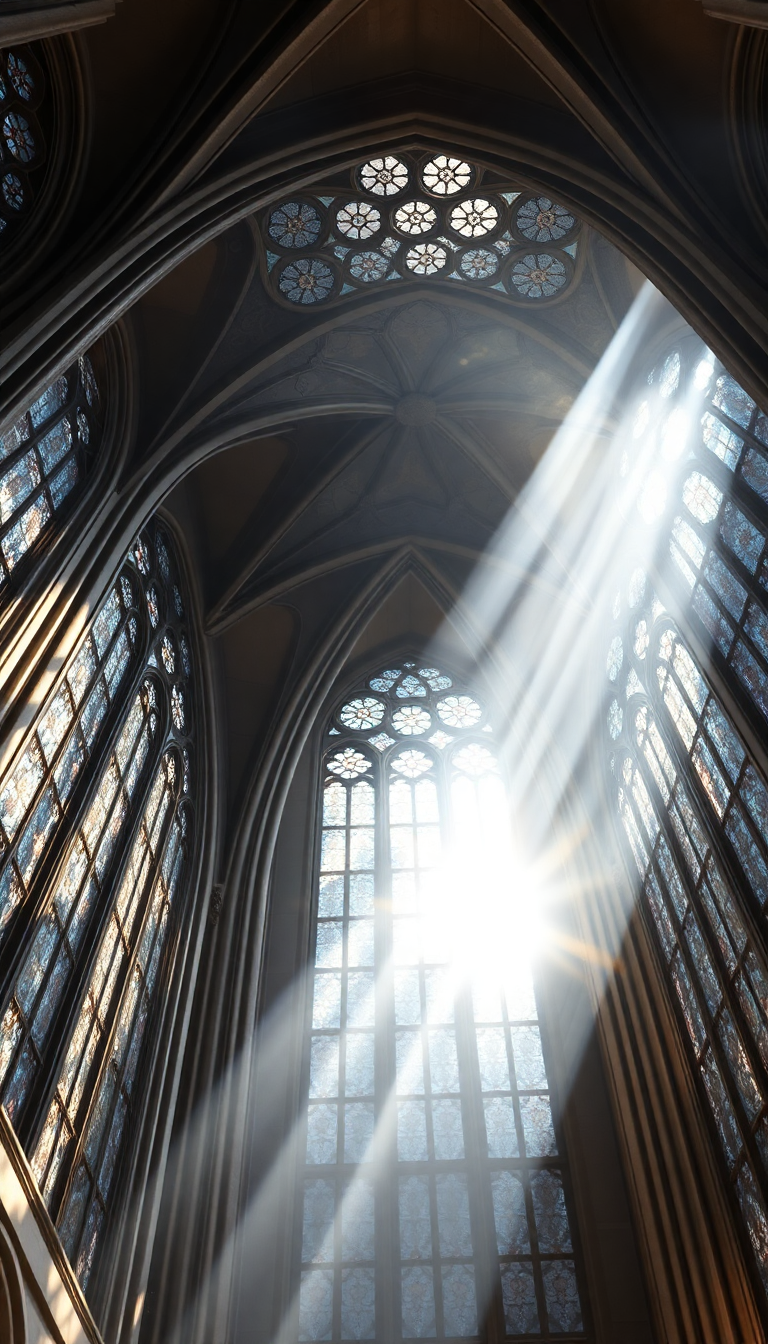 Cathedral Ceiling Stained Glass Light Photorealistic Wallpaper