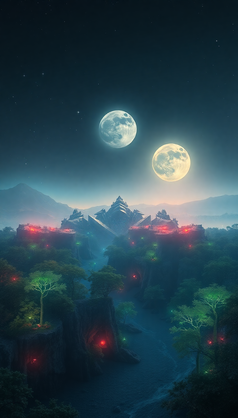 Bioluminescent Alien Forest On Distant Digital art Wallpaper