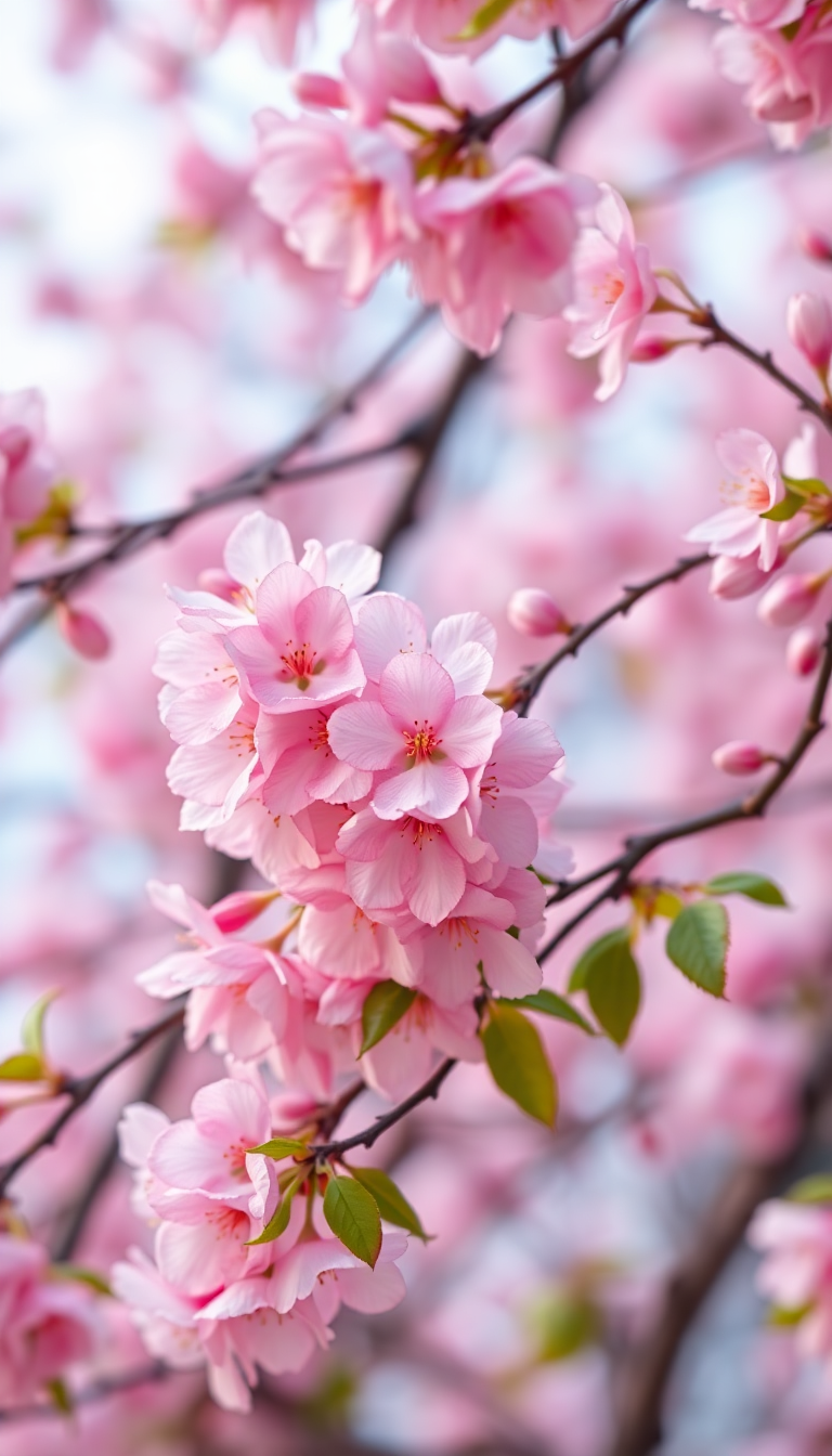 Spring Cherry Blossoms Japan Peak Photorealistic Wallpaper