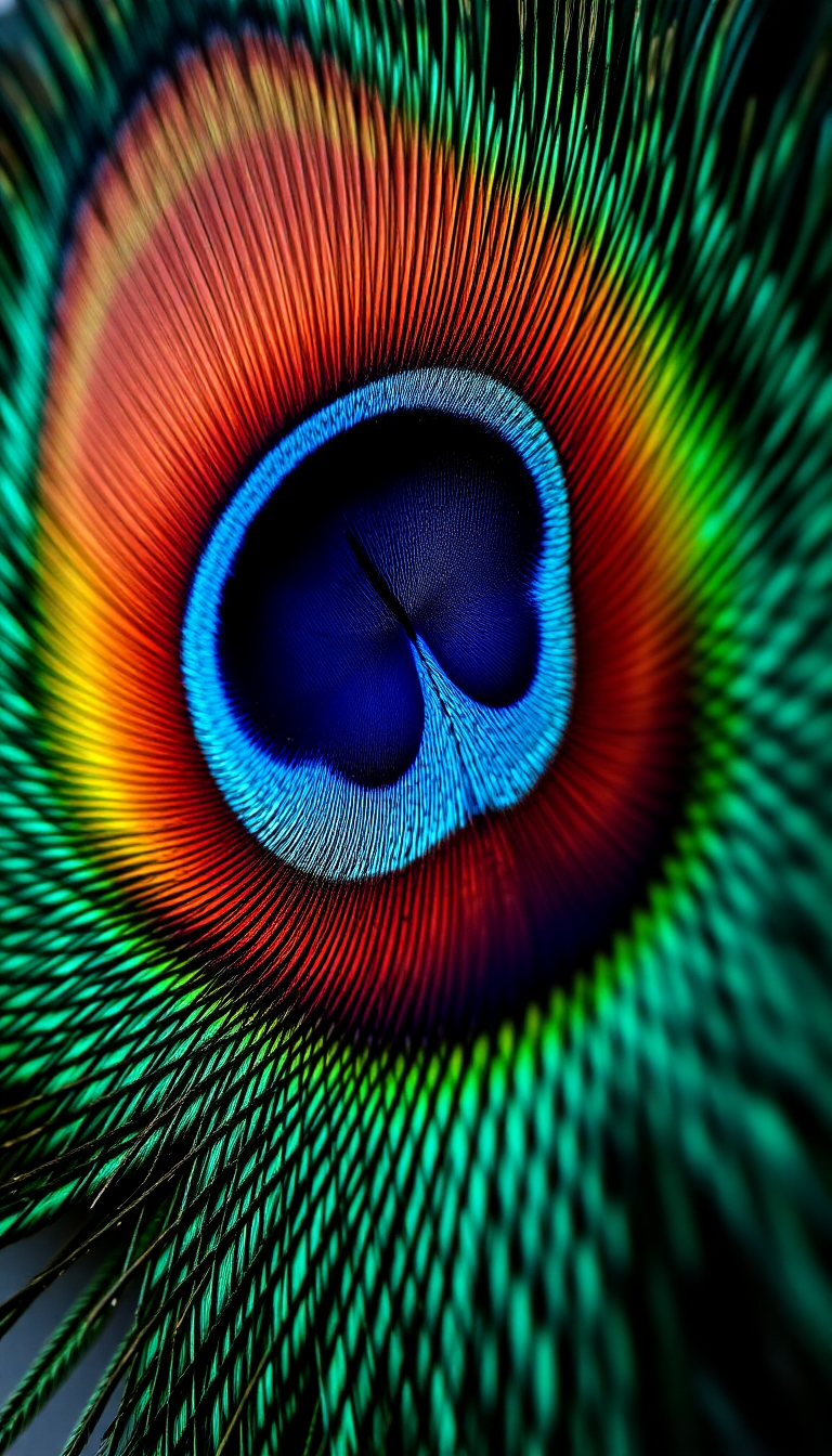 Peacock Feather Macro Iridescent Eye Photorealistic Wallpaper