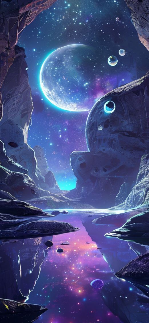 Crystal Caves On Alien Moon Digital art Wallpaper