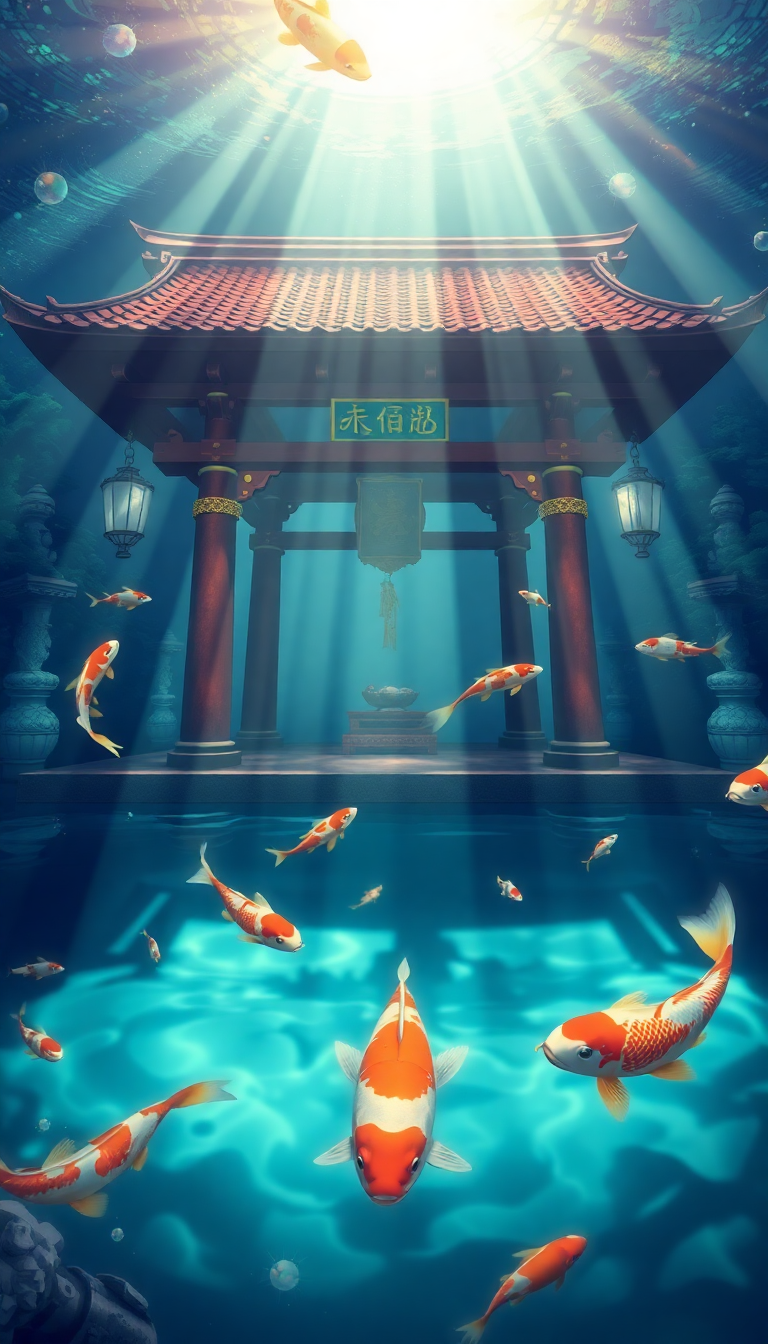 Koi Fish Swimming Sunbeams Anime Pro Wallpaper