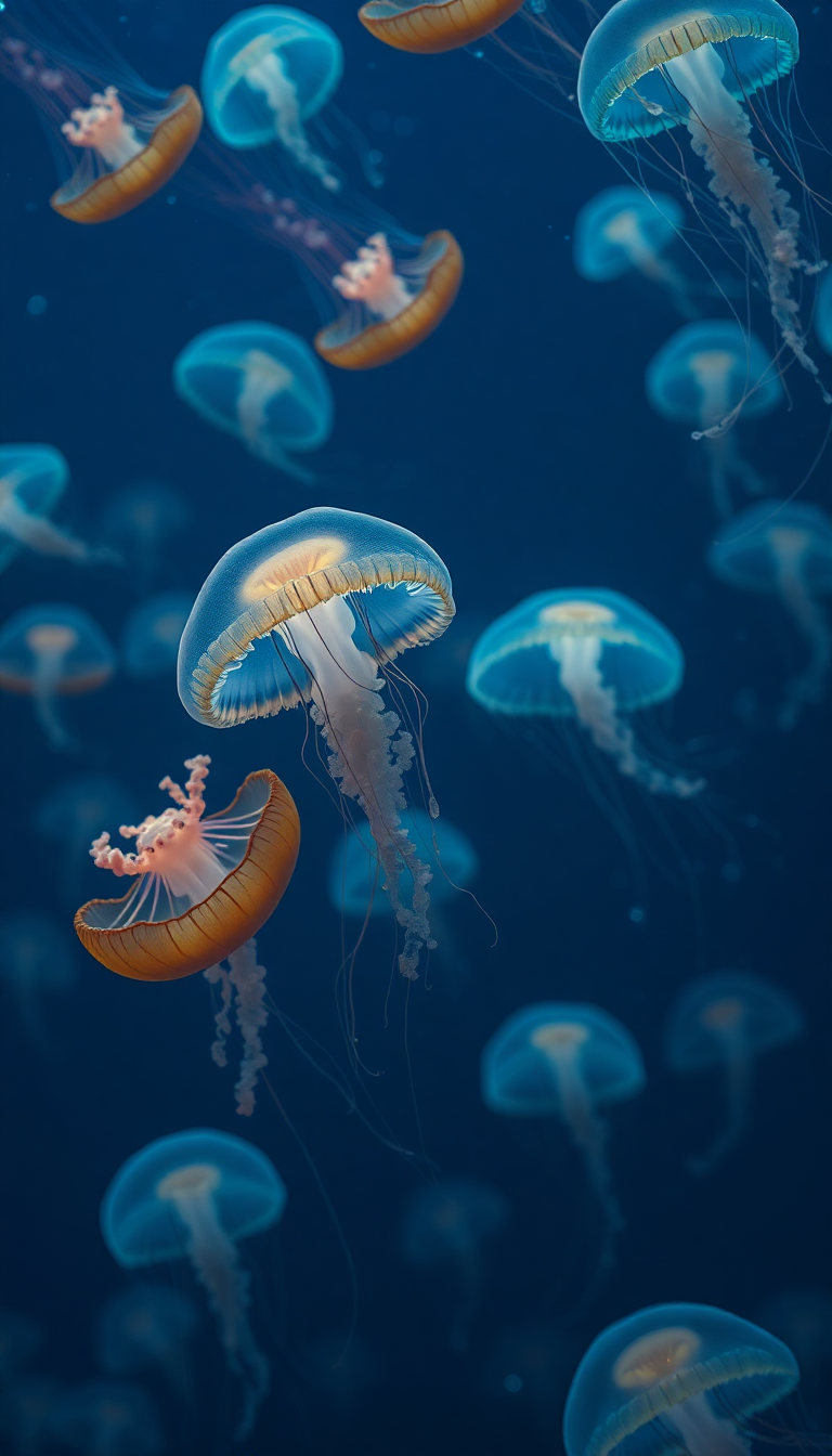 Breathtaking Jellyfish Deep Bioluminescent Photorealistic Wallpaper