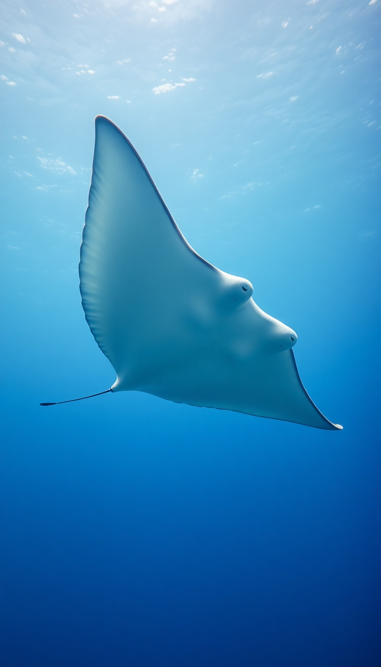 Manta Ray Gliding Graceful Underwater Photorealistic Wallpaper
