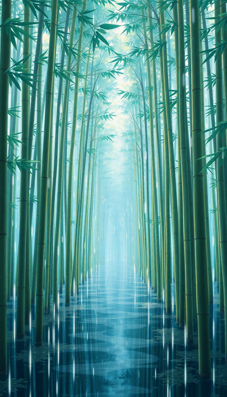 Bamboo Forest Rain Anime Peaceful Anime Wallpaper