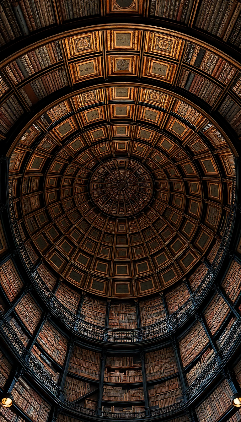 Library Spiral Dome Ceiling Old Photorealistic Wallpaper