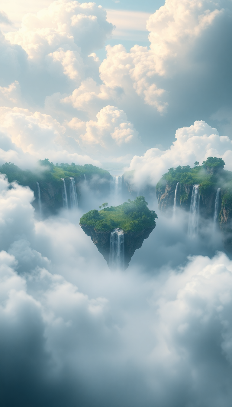 Silky Into Flowing Waterfalls Islands Digital art Wallpaper