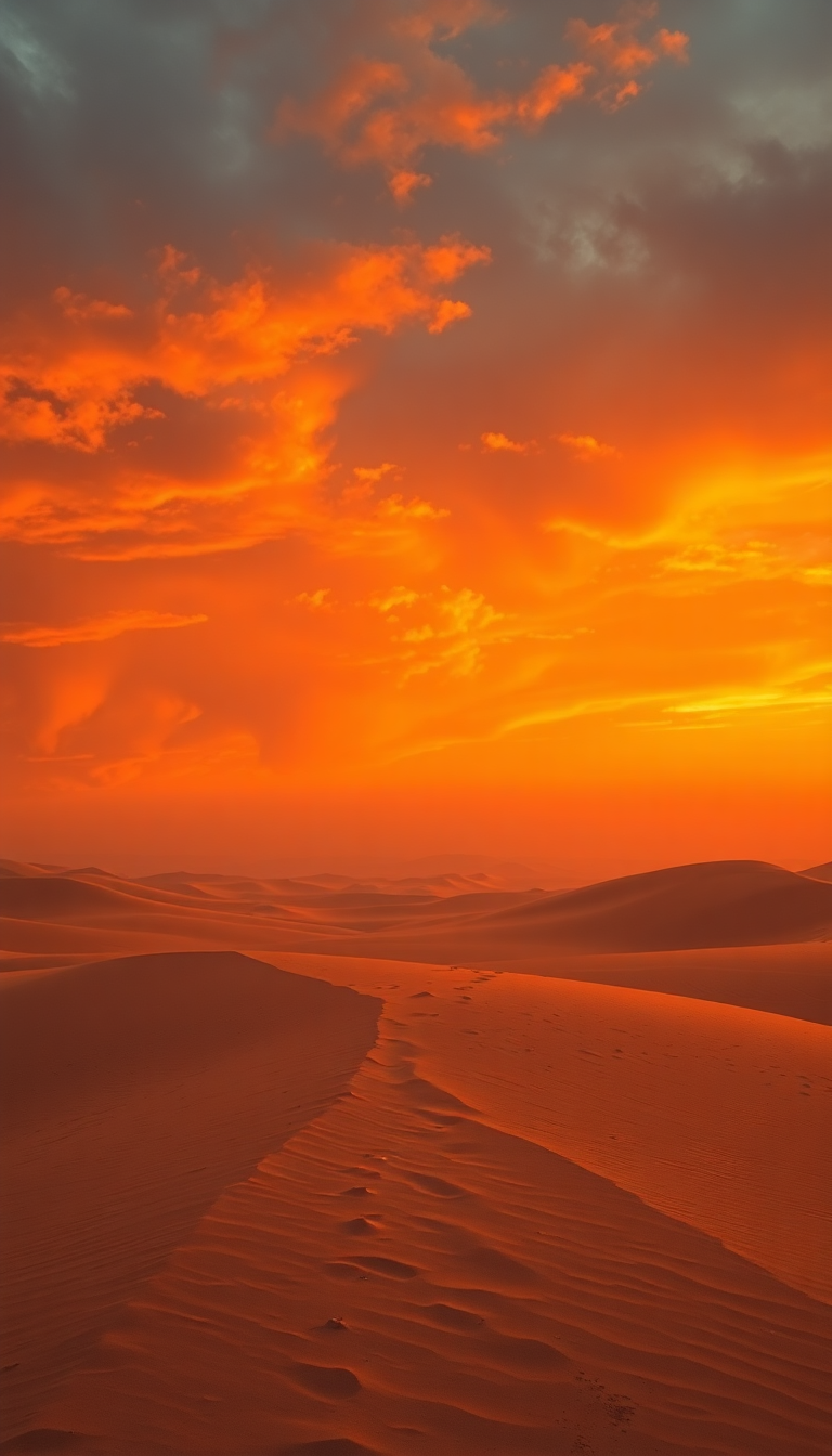 Raw Sandstorm Desert Orange Photorealistic Wallpaper
