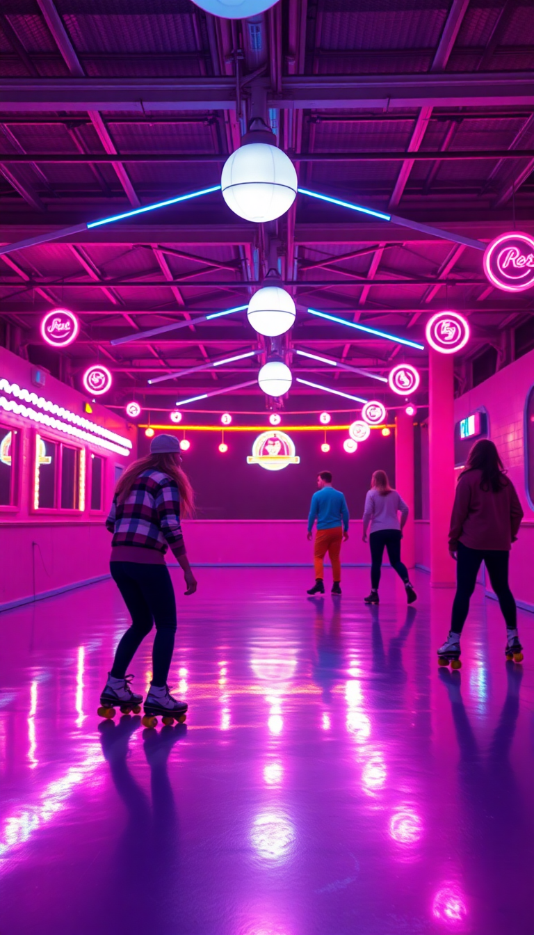 Photorealistic Striking Skating Rink 80s Wallpaper