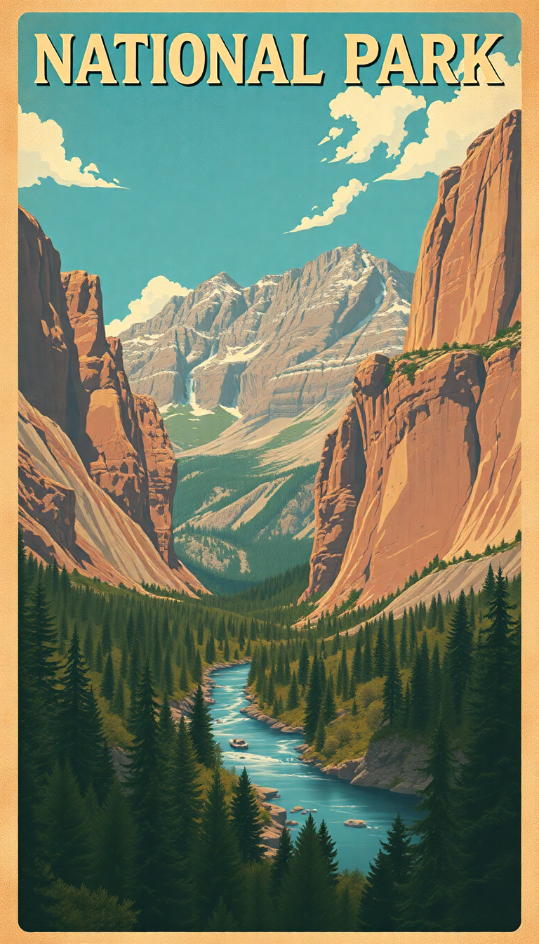 Poster Style National Park Aesthetic Classic Wallpaper