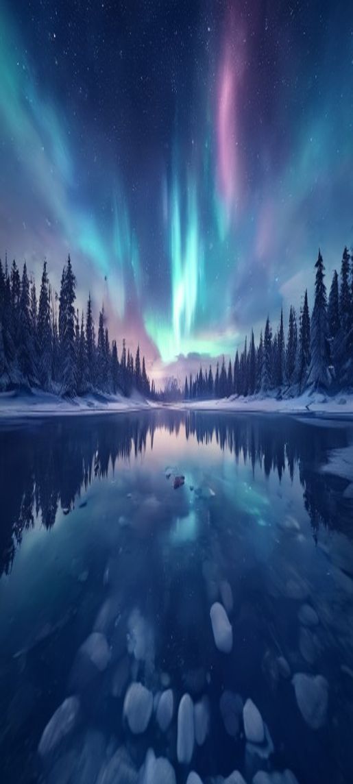 Delicate Northern Lights Over Frozen Photorealistic Wallpaper