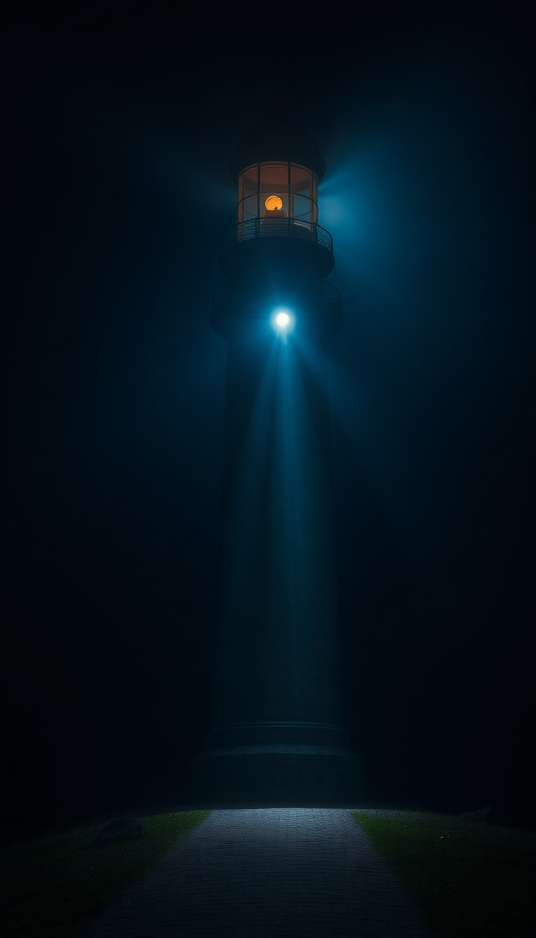 Beautiful Lighthouse Beam Cutting Through Photorealistic Wallpaper