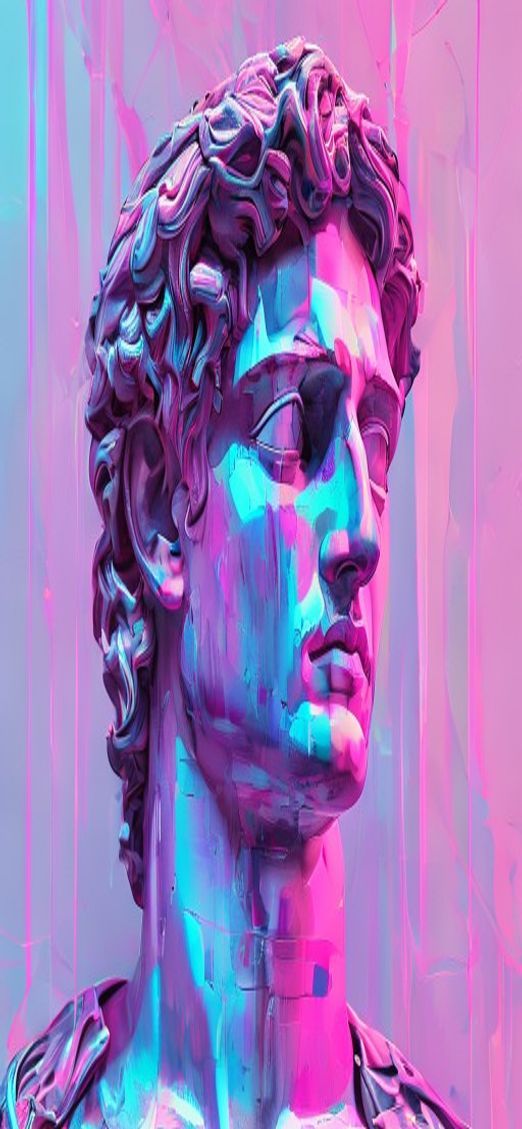 Vaporwave Roman Bust Glitch Aesthetic Pink Digital art Classic Wallpaper