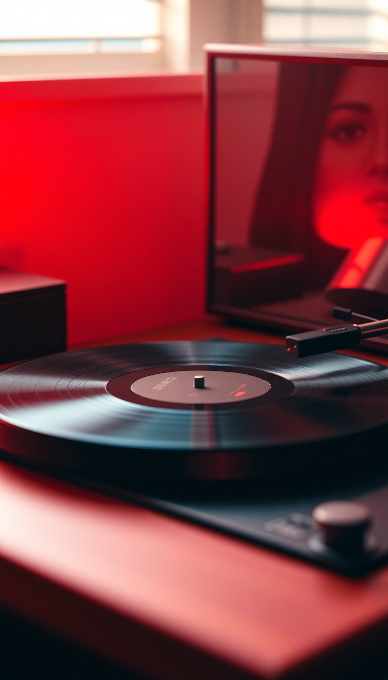 Vinyl Record Player Warm Lighting Retro Photorealistic Max Wallpaper