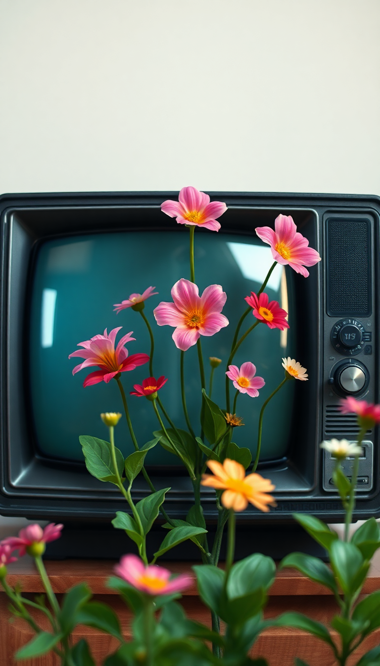 Cosmic Crystal Flowers Growing From Wallpaper