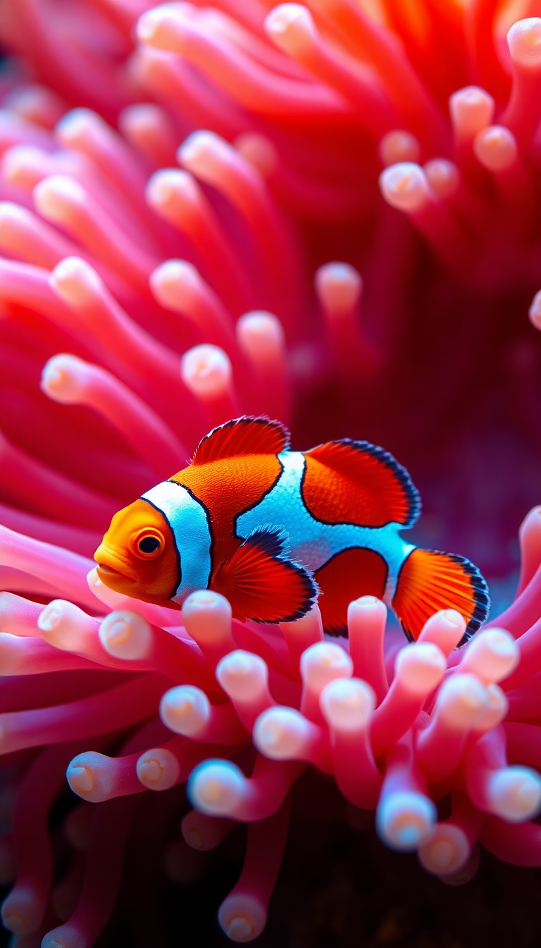 Anemone And Clownfish Macro Vibrant Photorealistic Wallpaper