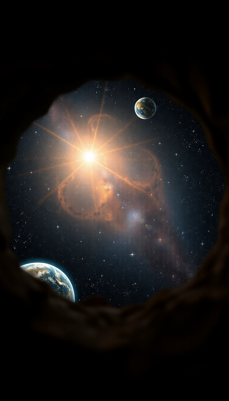 Keyhole View Showing Universe Stars Planets Digital art Fresh Wallpaper