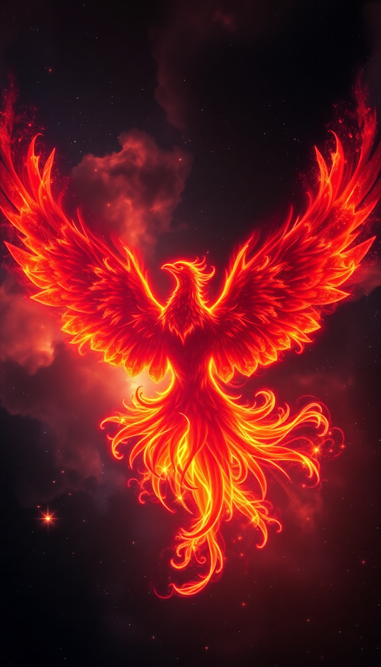 Phoenix Bird Cosmic Fire Space Modern Wallpaper