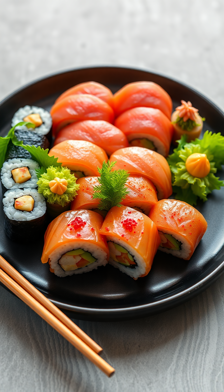 Serene Plating Artistic Arrangement Sushi Photorealistic Wallpaper