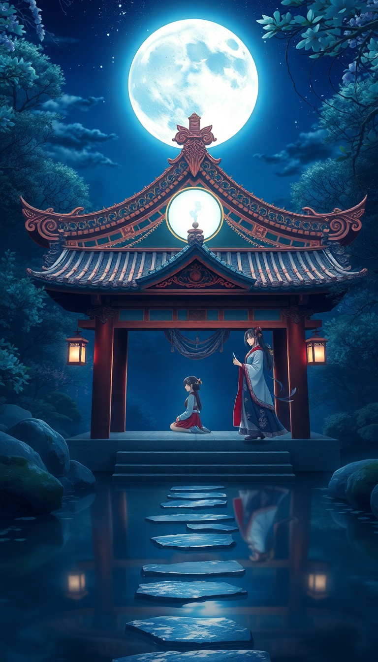 Moonlit Shrine Maiden Magnificent HD Wallpaper