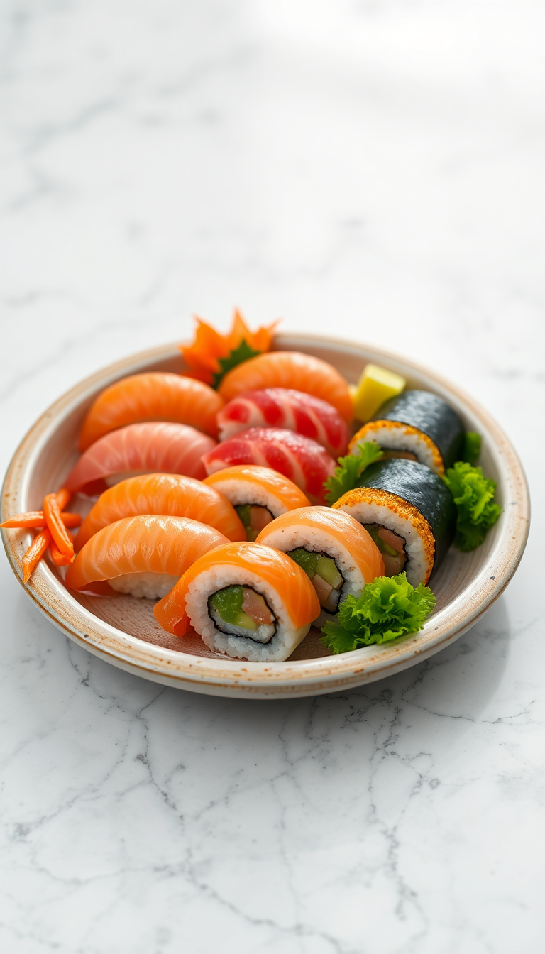 Beautiful Plating Artistic Arrangement Sushi Photorealistic Wallpaper