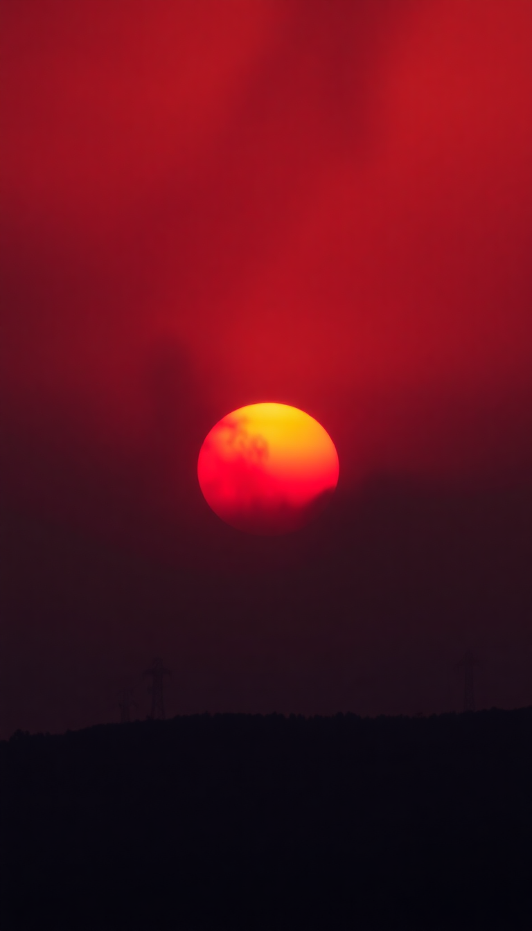 Dusky After Wildfire Smoke Creating Photorealistic Wallpaper