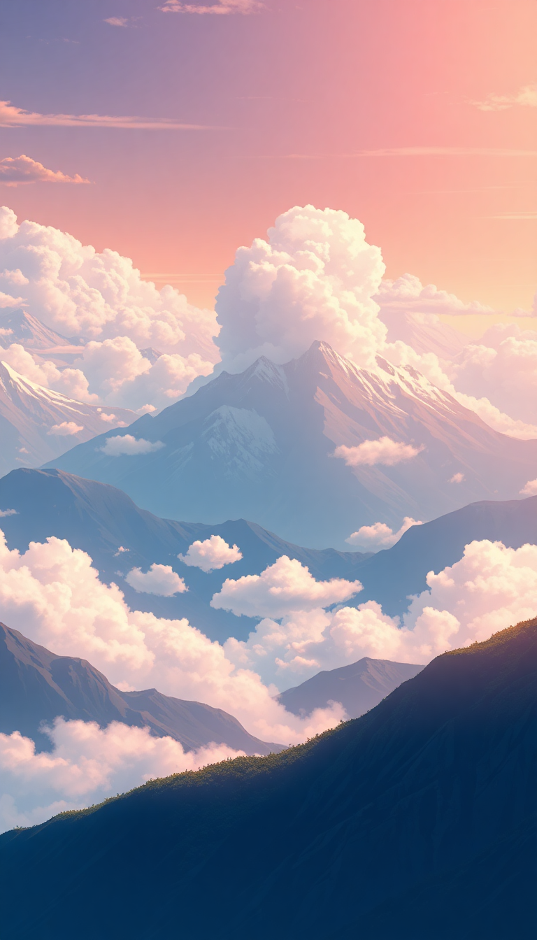 Cloud Sea Above Mountains Anime Anime Wallpaper